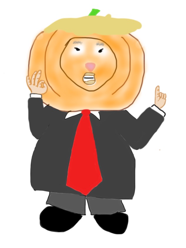 Trump Halloween hallowe'en costume pumpkin orange small hands